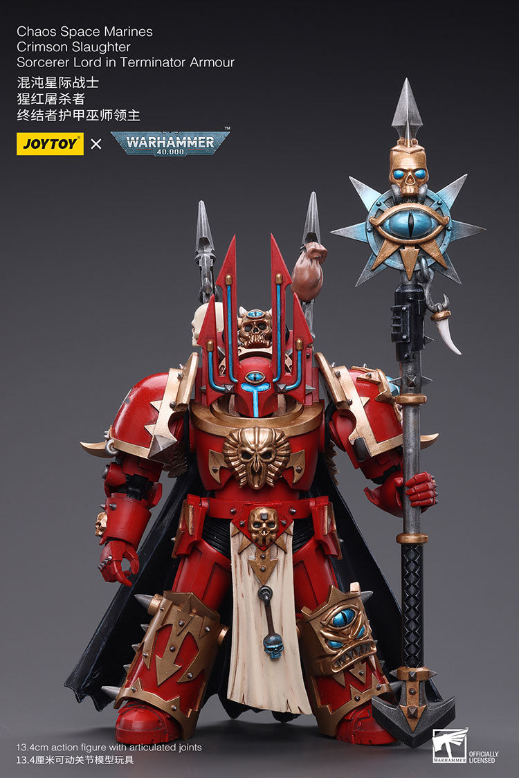 Joytoy 1/18 Warhammer 40K Chaos Space Marines Crimson Slaughter Sorcerer Lord in Terminator Armor