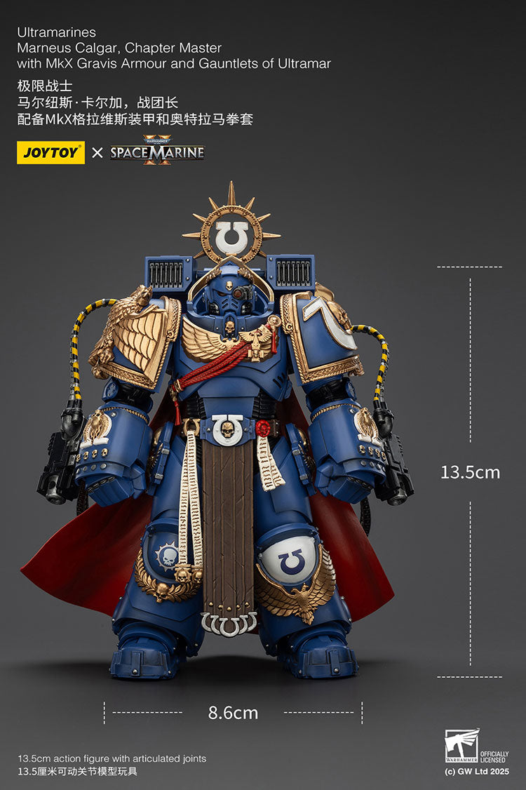 Joytoy 1/18 Warhammer 40k Space Marine Ultramarines - Marneus Calgar, Chapter Master with MKX Gravis Armour and Gauntlets of Ultramar