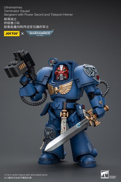 Joytoy 1/18 Warhammer 40k Ultramarines Terminator Squad Sergeant with Power Sword and Teleport Homer (2025)