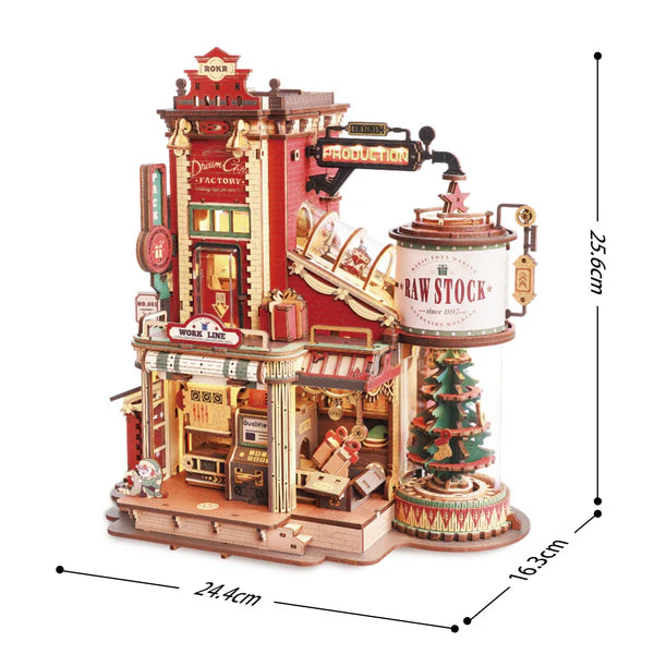 RoboTime Christmas Dream Gift Factory Wooden Music Box