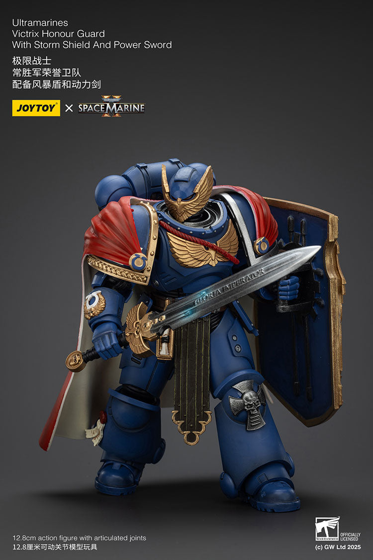 Joytoy 1/18 Warhammer 40k Space Marine Ultramarines - Victrix Honour Guard with Storm Shield And Power Sword