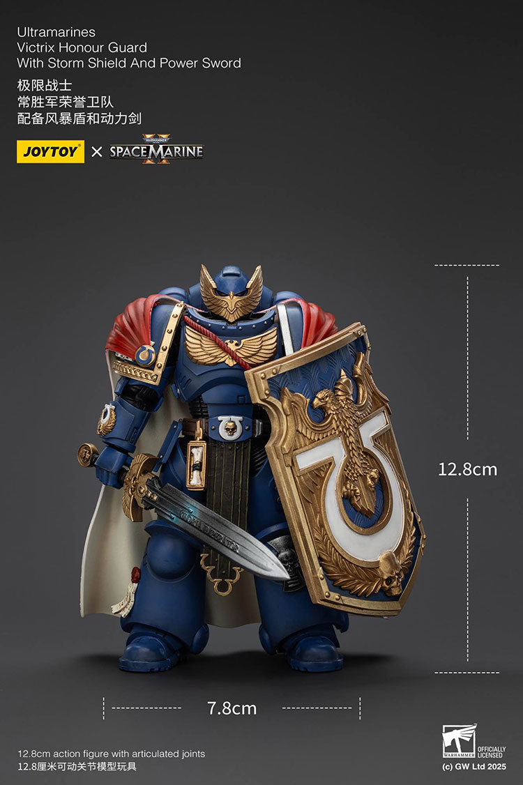 Joytoy 1/18 Warhammer 40k Space Marine Ultramarines - Victrix Honour Guard with Storm Shield And Power Sword