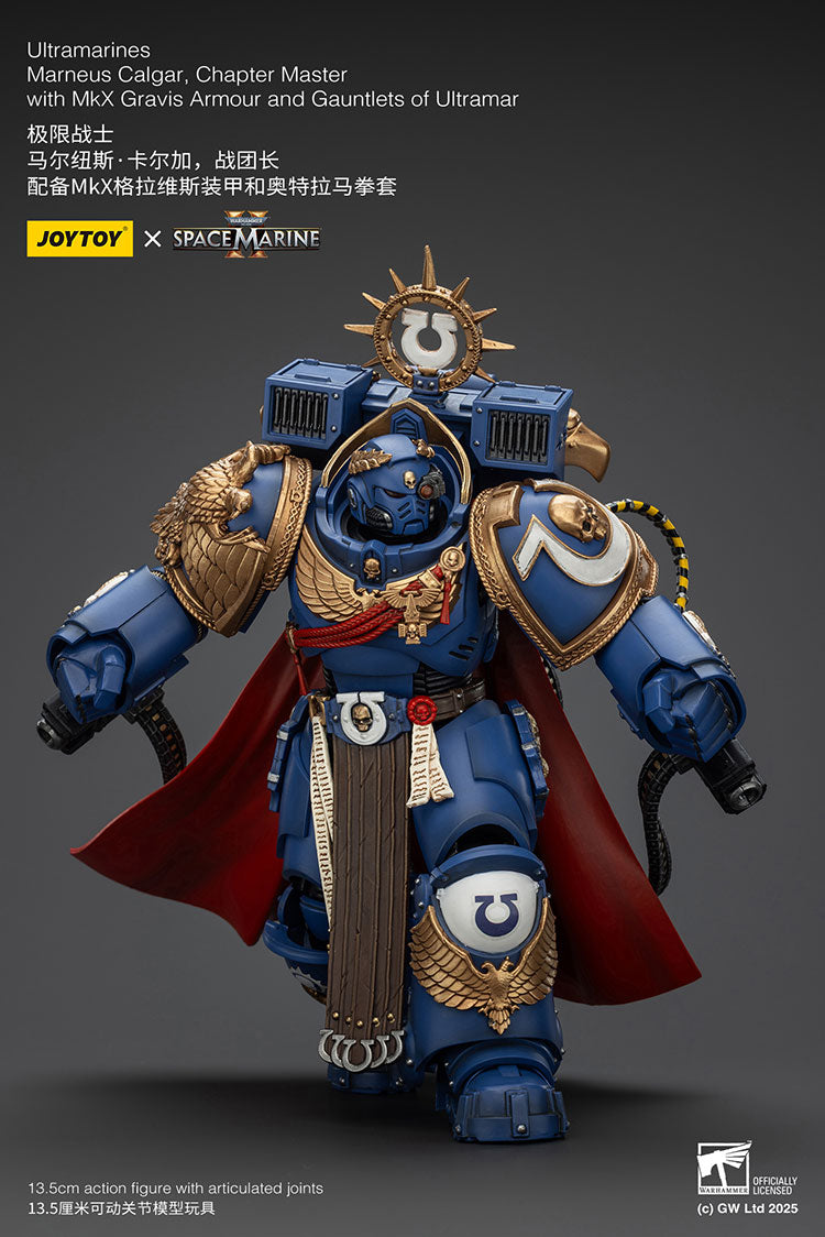 Joytoy 1/18 Warhammer 40k Space Marine Ultramarines - Marneus Calgar, Chapter Master with MKX Gravis Armour and Gauntlets of Ultramar