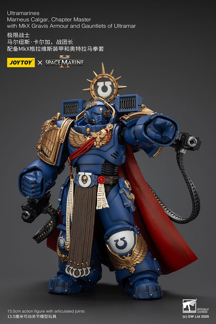Joytoy 1/18 Warhammer 40k Space Marine Ultramarines - Marneus Calgar, Chapter Master with MKX Gravis Armour and Gauntlets of Ultramar