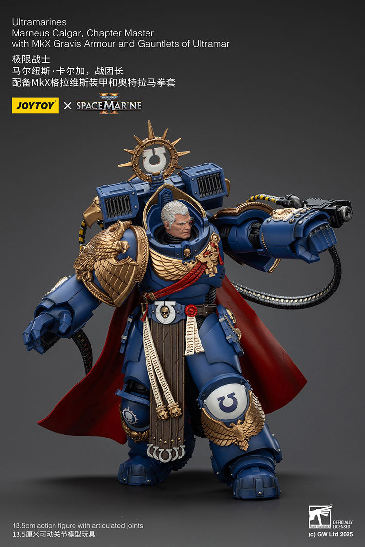 Joytoy 1/18 Warhammer 40k Space Marine Ultramarines - Marneus Calgar, Chapter Master with MKX Gravis Armour and Gauntlets of Ultramar