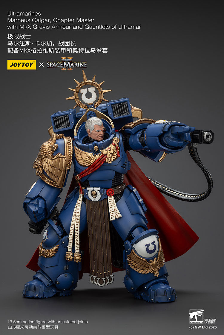 Joytoy 1/18 Warhammer 40k Space Marine Ultramarines - Marneus Calgar, Chapter Master with MKX Gravis Armour and Gauntlets of Ultramar