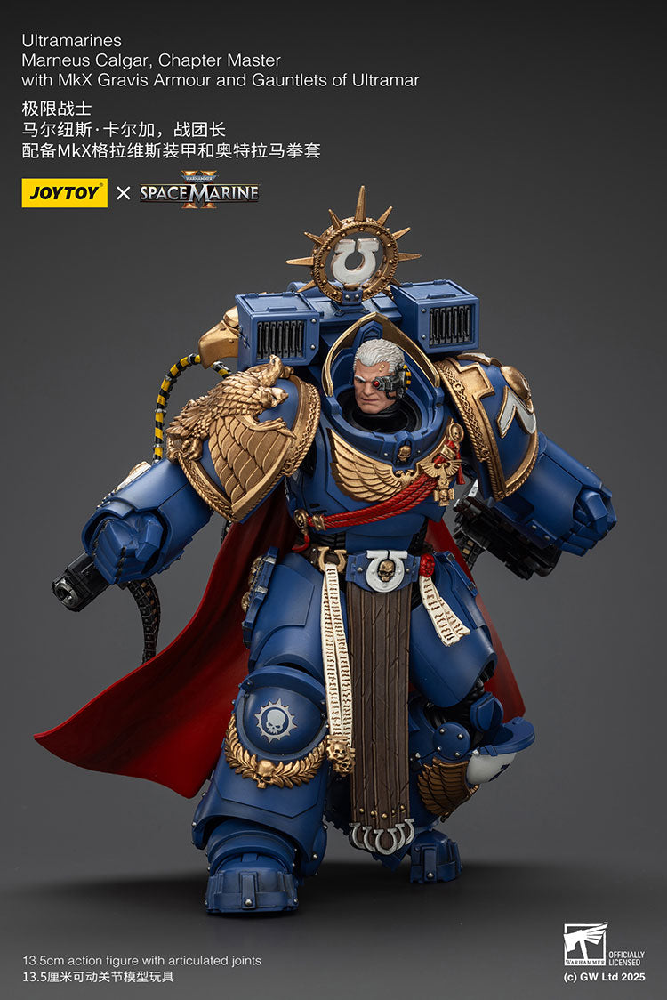 Joytoy 1/18 Warhammer 40k Space Marine Ultramarines - Marneus Calgar, Chapter Master with MKX Gravis Armour and Gauntlets of Ultramar