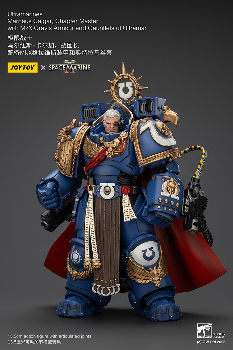Joytoy 1/18 Warhammer 40k Space Marine Ultramarines - Marneus Calgar, Chapter Master with MKX Gravis Armour and Gauntlets of Ultramar