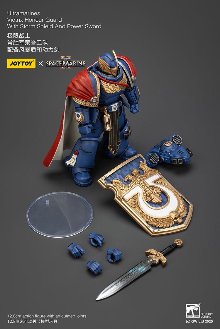 Joytoy 1/18 Warhammer 40k Space Marine Ultramarines - Victrix Honour Guard with Storm Shield And Power Sword