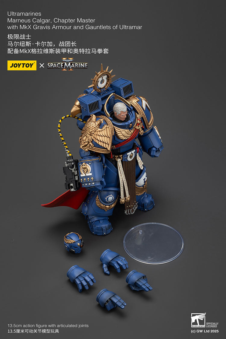 Joytoy 1/18 Warhammer 40k Space Marine Ultramarines - Marneus Calgar, Chapter Master with MKX Gravis Armour and Gauntlets of Ultramar