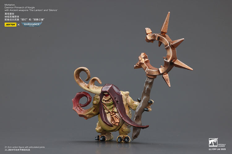 Joytoy 1/18 Warhammer 40k Mortarion, Daemon Primarch of Nurgle with Ancient weapons The Lantern and Silence