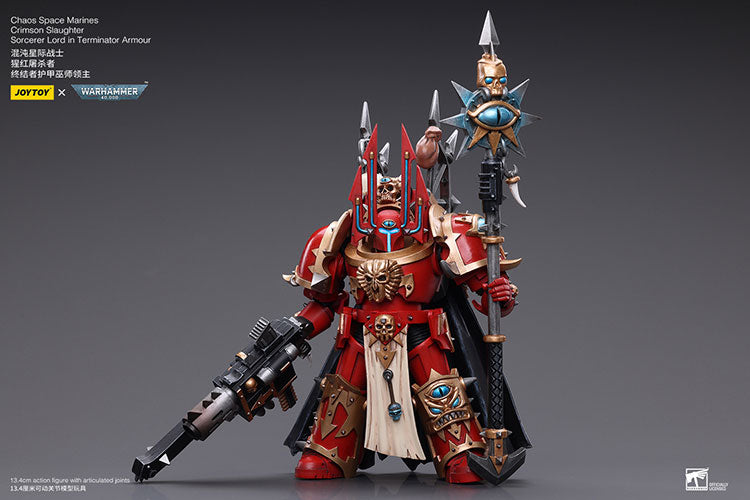 Joytoy 1/18 Warhammer 40K Chaos Space Marines Crimson Slaughter Sorcerer Lord in Terminator Armor