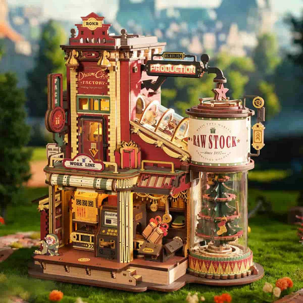 RoboTime Christmas Dream Gift Factory Wooden Music Box