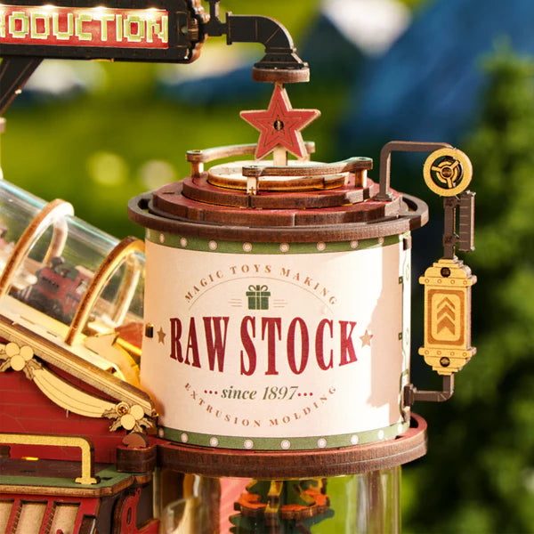 RoboTime Christmas Dream Gift Factory Wooden Music Box