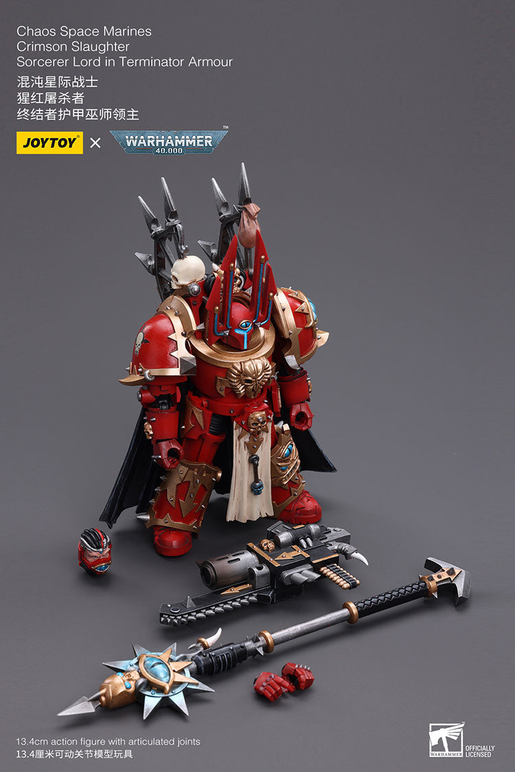 Joytoy 1/18 Warhammer 40K Chaos Space Marines Crimson Slaughter Sorcerer Lord in Terminator Armor