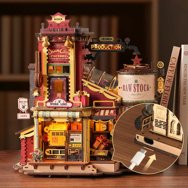 RoboTime Christmas Dream Gift Factory Wooden Music Box