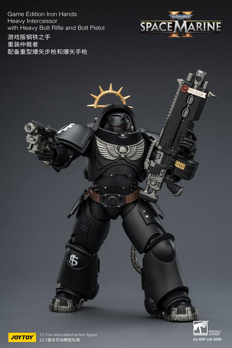 Joytoy 1/18 Warhammer Space Marine 2 Iron Hands Heavy Intercessor with Heavy Bolt Rifle and Bolt Pistol
