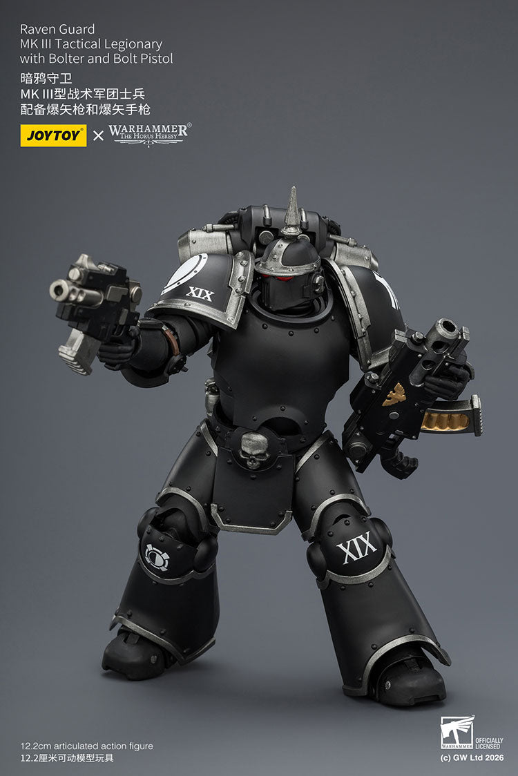 Joytoy 1/18 Warhammer The Horus Heresy Raven Guard - MK III Tactical Legionary with Bolter and Bolt Pistol