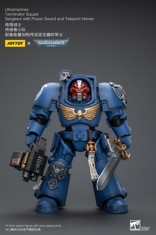 Joytoy 1/18 Warhammer 40k Ultramarines Terminator Squad Sergeant with Power Sword and Teleport Homer (2025)