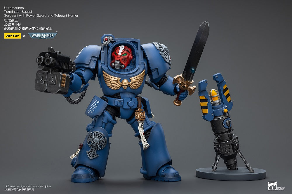 Joytoy 1/18 Warhammer 40k Ultramarines Terminator Squad Sergeant with Power Sword and Teleport Homer (2025)