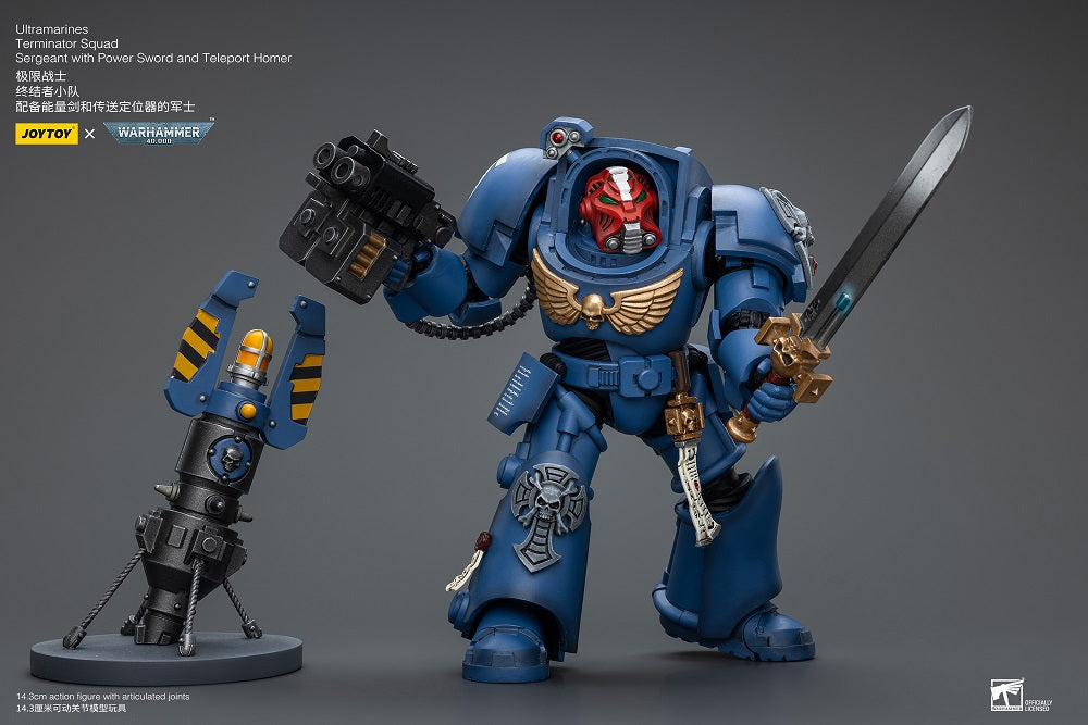 Joytoy 1/18 Warhammer 40k Ultramarines Terminator Squad Sergeant with Power Sword and Teleport Homer (2025)