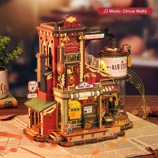 RoboTime Christmas Dream Gift Factory Wooden Music Box
