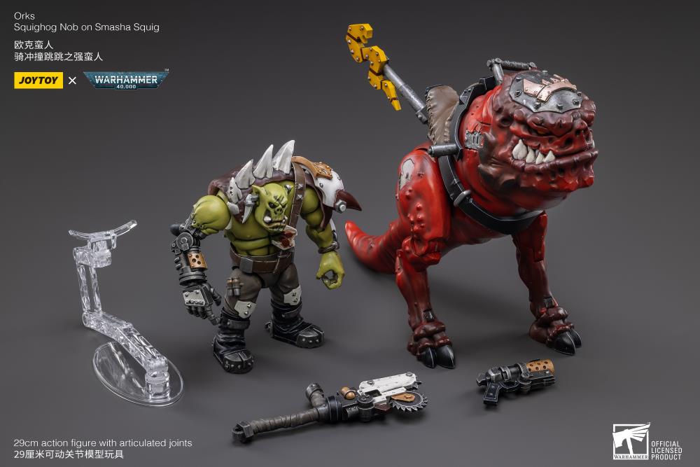 Joytoy 1/18 Warhammer 40K Orks Squighog - Nob On Smasha Squig
