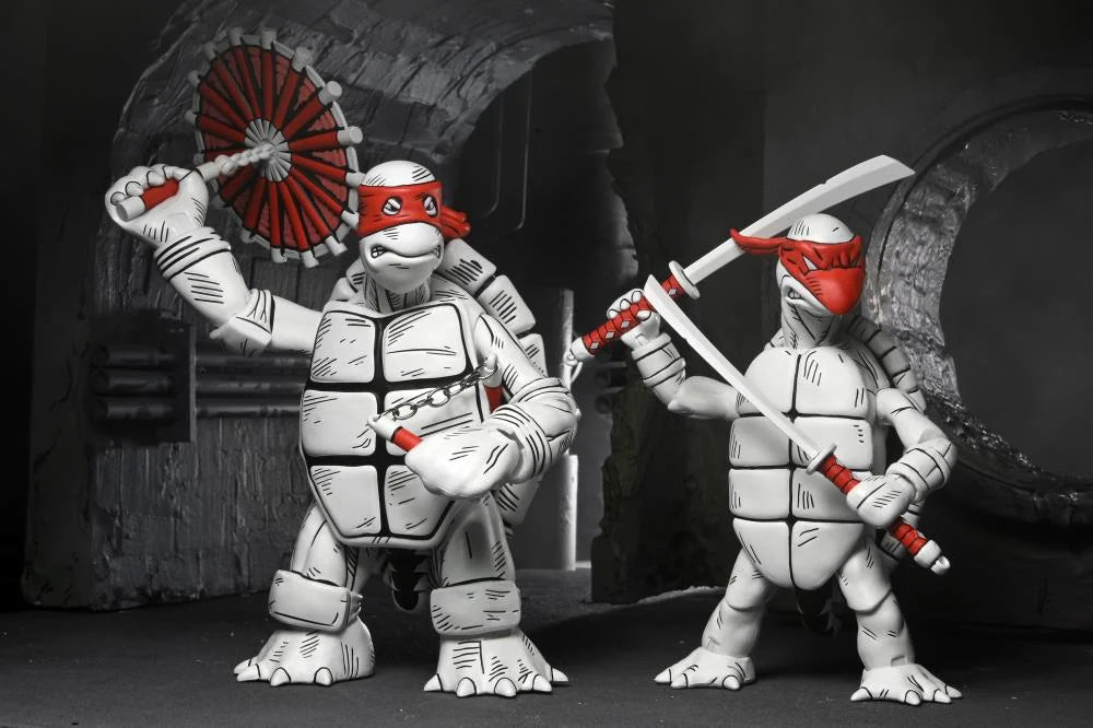 Neca Teenage Mutant Ninja Turtles The First Sketch Turtles (Black & White) 2-Pack