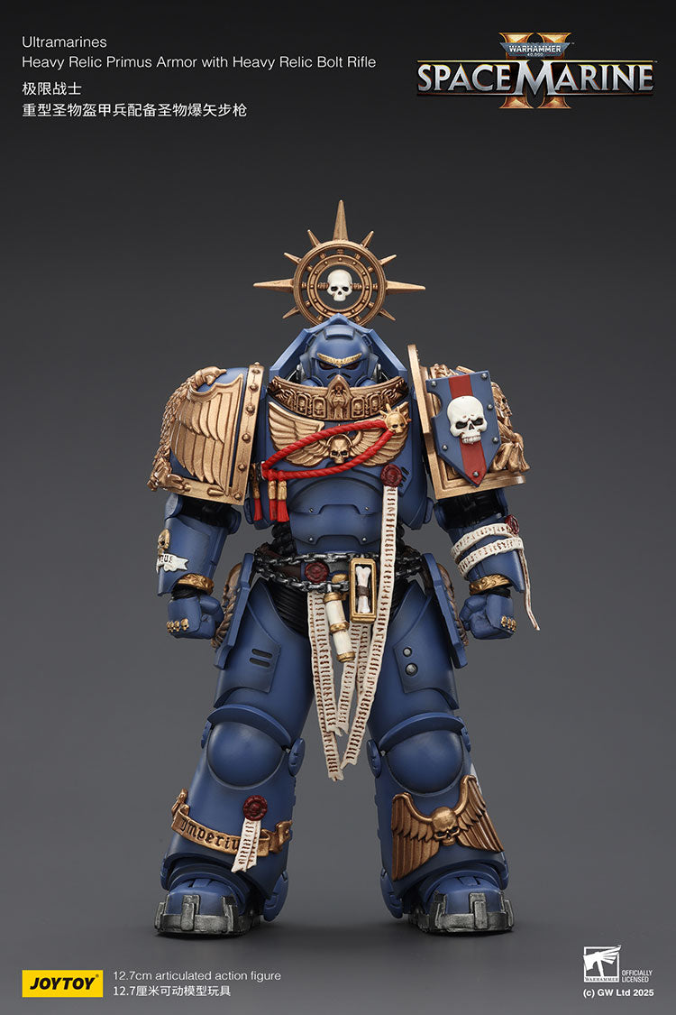 Joytoy 1/18 Warhammer 40k Space Marine Ultramarines - Heavy Relic Primus Armor with Heavy Relic Bolt Rifle