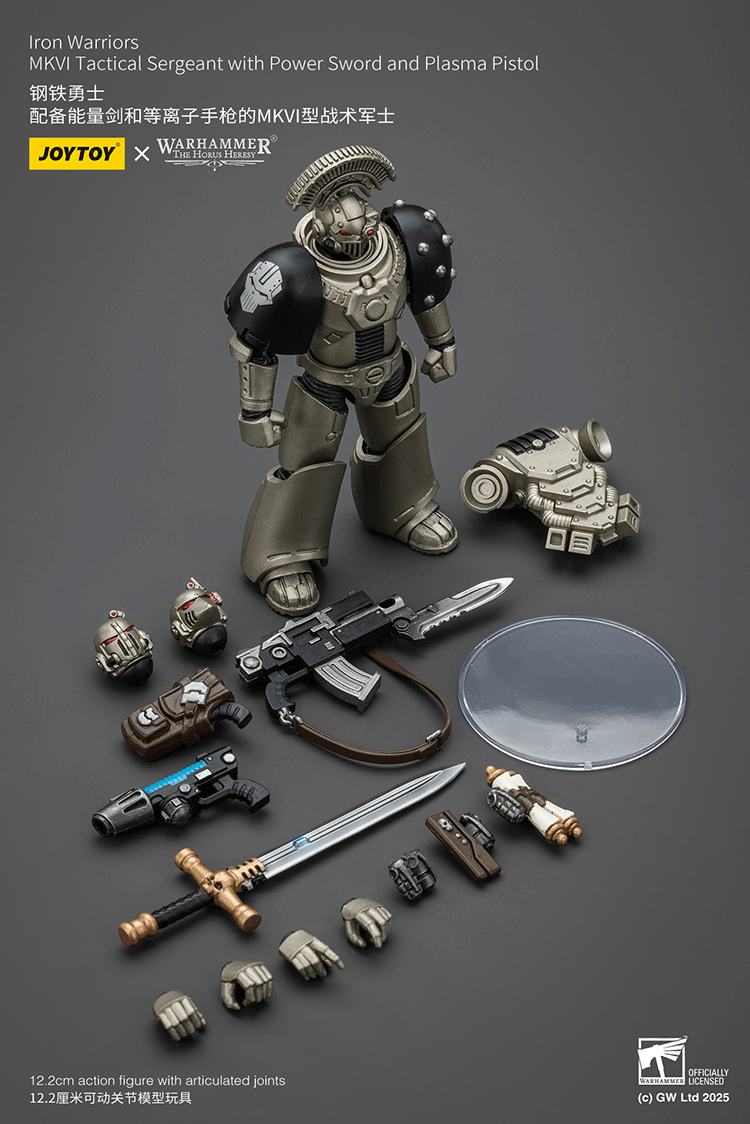 Joytoy 1/18 Warhammer The Horus Heresy Iron Warriors - MKVI Tactical Sergeant with Power Sword and Plasma Pistol