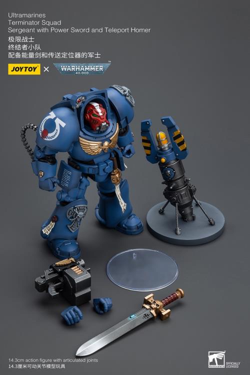 Joytoy 1/18 Warhammer 40k Ultramarines Terminator Squad Sergeant with Power Sword and Teleport Homer (2025)