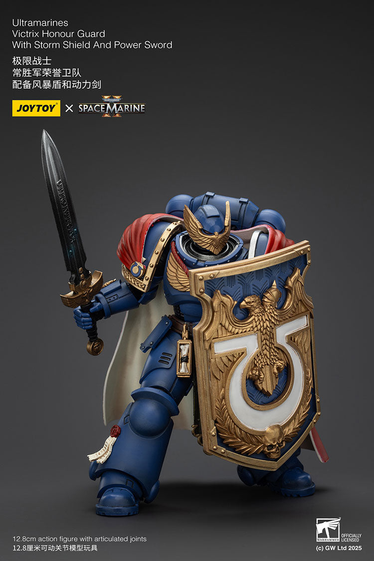 Joytoy 1/18 Warhammer 40k Space Marine Ultramarines - Victrix Honour Guard with Storm Shield And Power Sword
