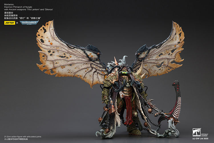 Joytoy 1/18 Warhammer 40k Mortarion, Daemon Primarch of Nurgle with Ancient weapons The Lantern and Silence