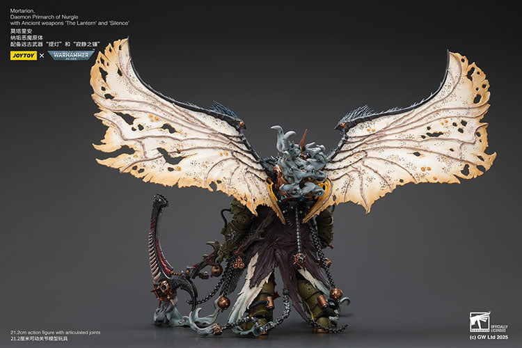 Joytoy 1/18 Warhammer 40k Mortarion, Daemon Primarch of Nurgle with Ancient weapons The Lantern and Silence