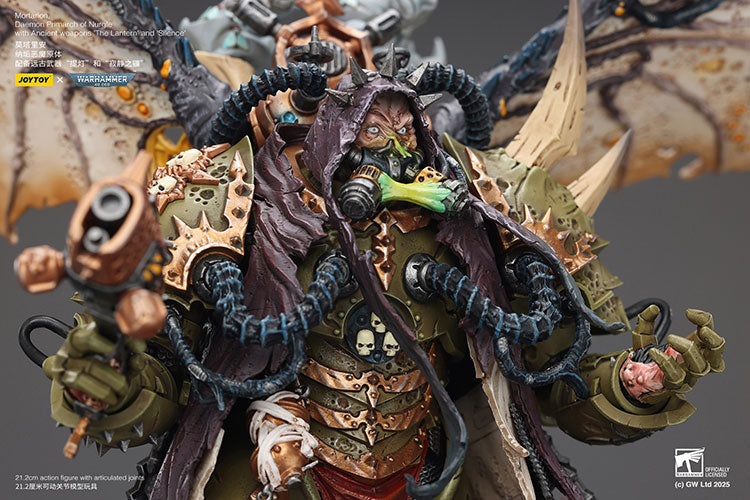 Joytoy 1/18 Warhammer 40k Mortarion, Daemon Primarch of Nurgle with Ancient weapons The Lantern and Silence
