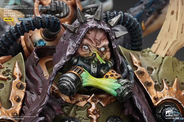 Joytoy 1/18 Warhammer 40k Mortarion, Daemon Primarch of Nurgle with Ancient weapons The Lantern and Silence