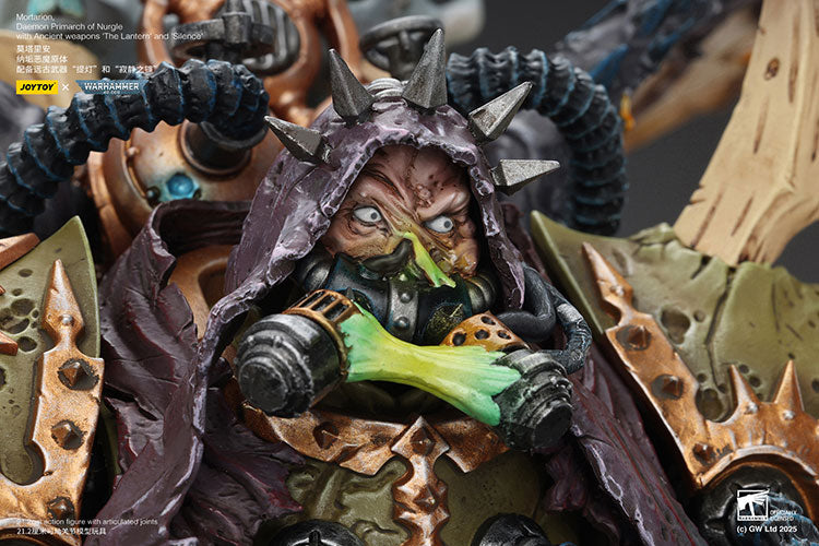 Joytoy 1/18 Warhammer 40k Mortarion, Daemon Primarch of Nurgle with Ancient weapons The Lantern and Silence