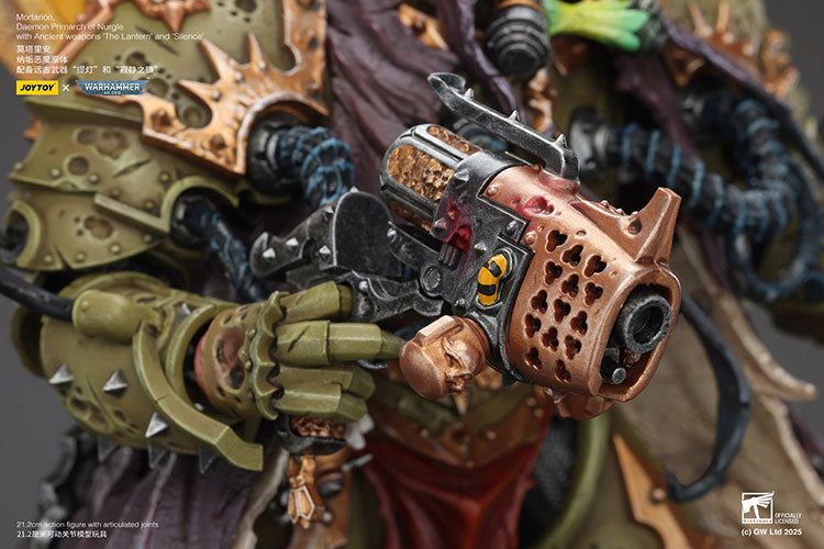 Joytoy 1/18 Warhammer 40k Mortarion, Daemon Primarch of Nurgle with Ancient weapons The Lantern and Silence