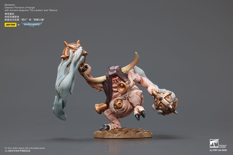 Joytoy 1/18 Warhammer 40k Mortarion, Daemon Primarch of Nurgle with Ancient weapons The Lantern and Silence