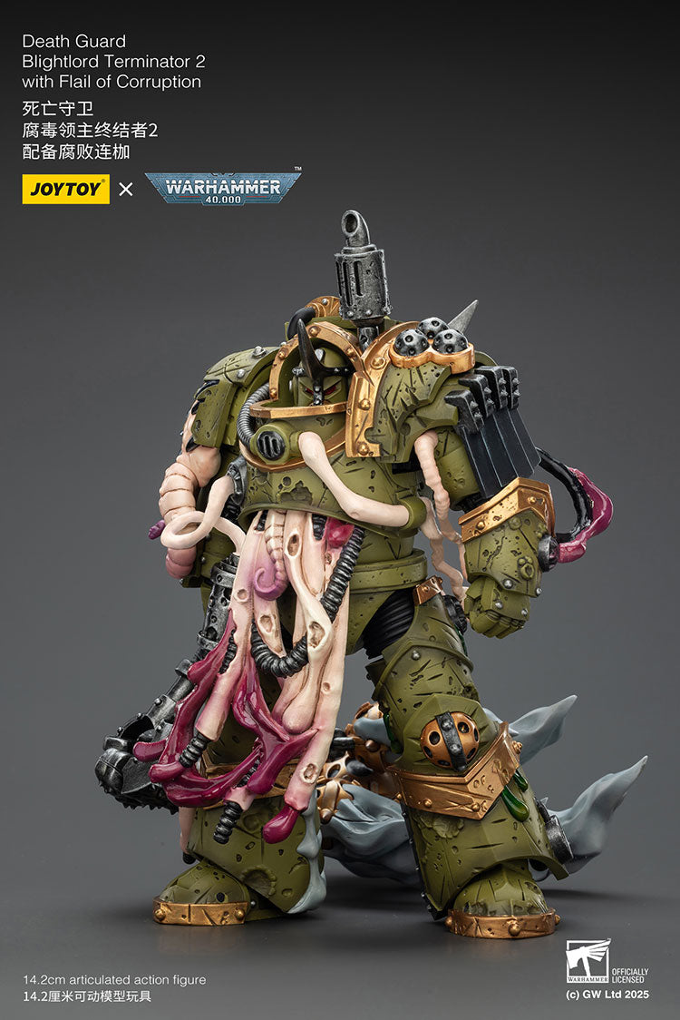 Joytoy 1/18 Warhammer 40k Death Guard Blightlord Terminator 2 with Flail of Corruption
