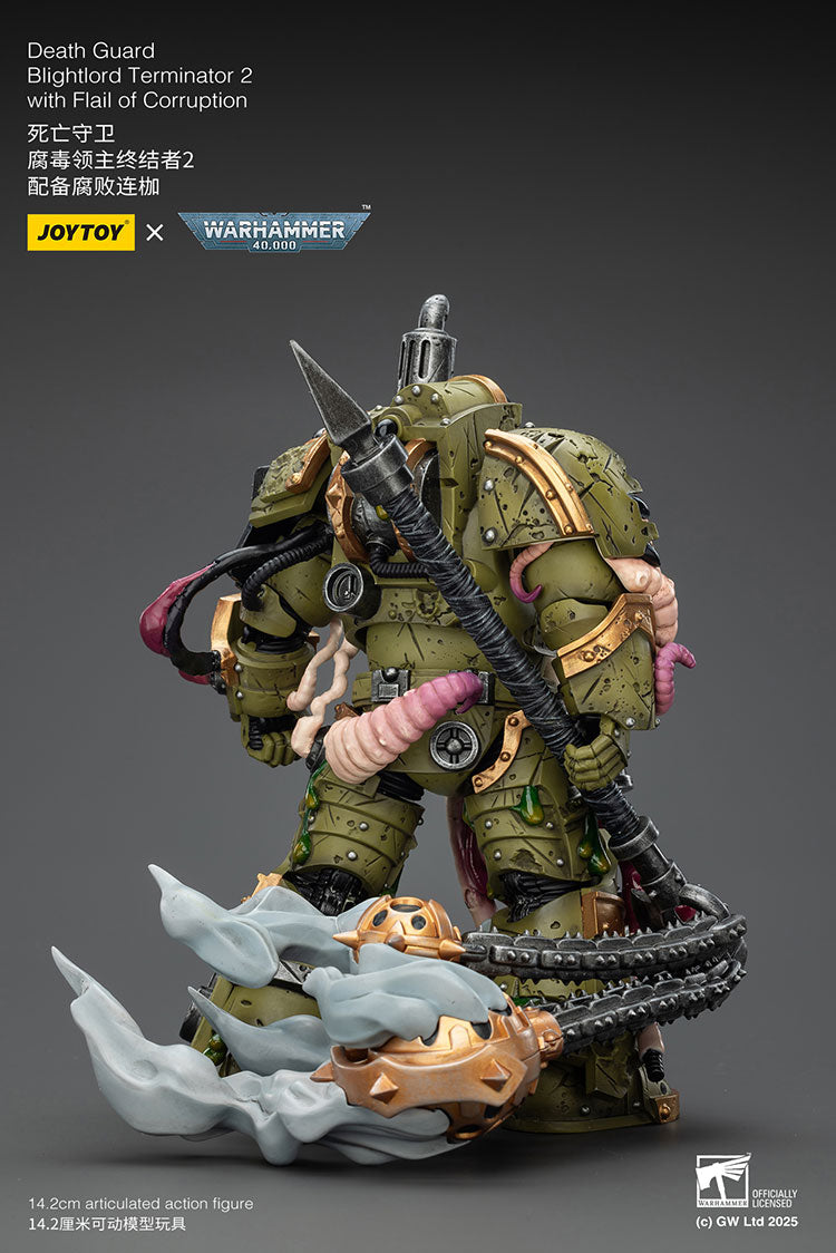 Joytoy 1/18 Warhammer 40k Death Guard Blightlord Terminator 2 with Flail of Corruption