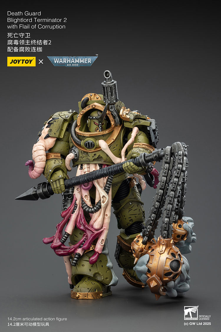 Joytoy 1/18 Warhammer 40k Death Guard Blightlord Terminator 2 with Flail of Corruption