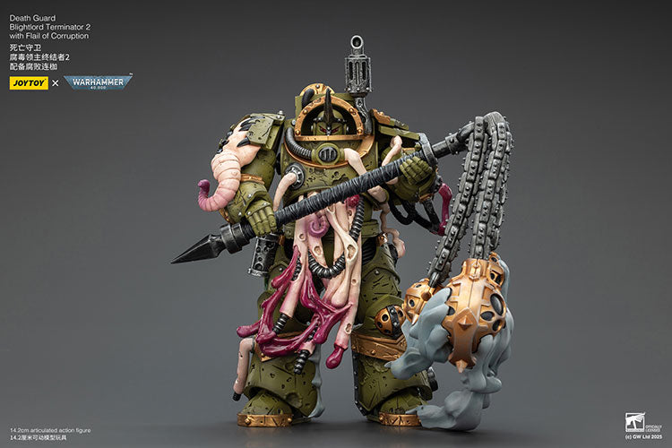 Joytoy 1/18 Warhammer 40k Death Guard Blightlord Terminator 2 with Flail of Corruption