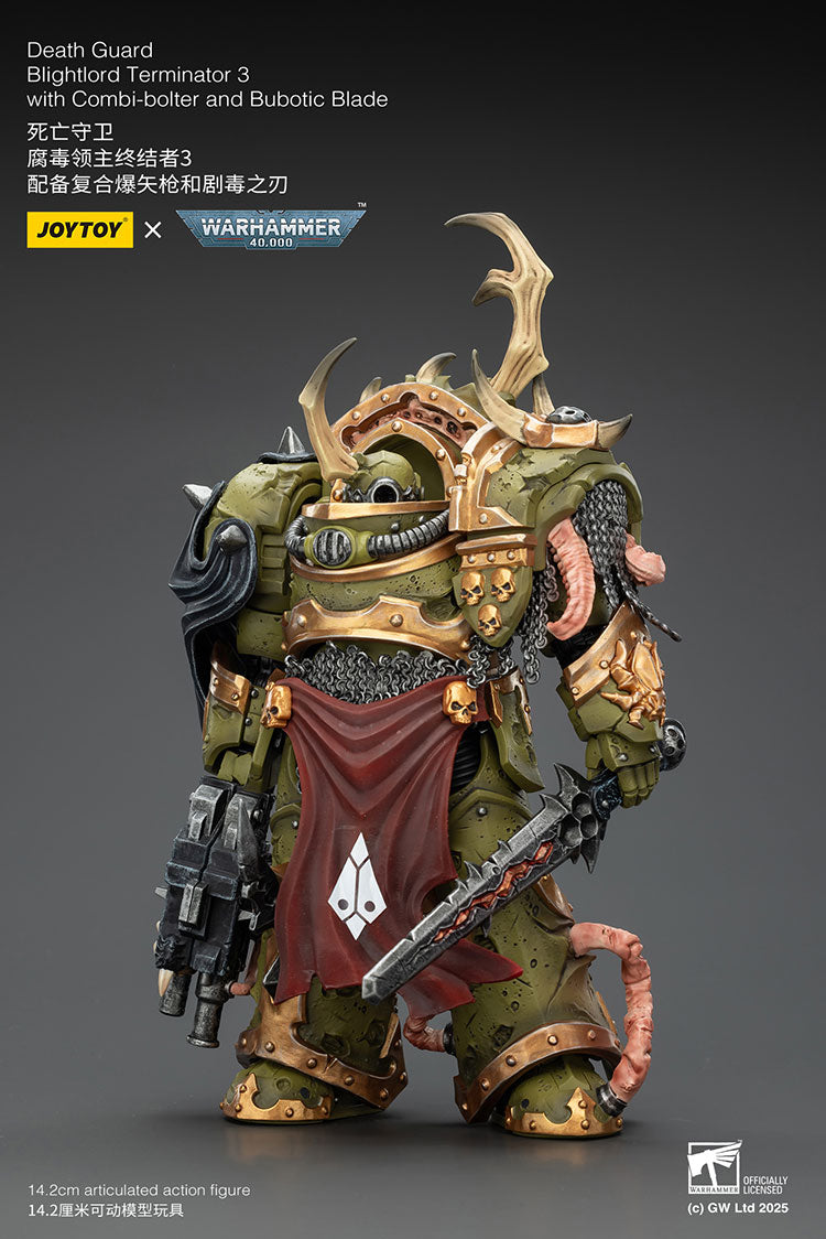 Joytoy 1/18 Warhammer 40k Death Guard Blightlord Terminator 3 with Combi-bolter and Bubotic Blade