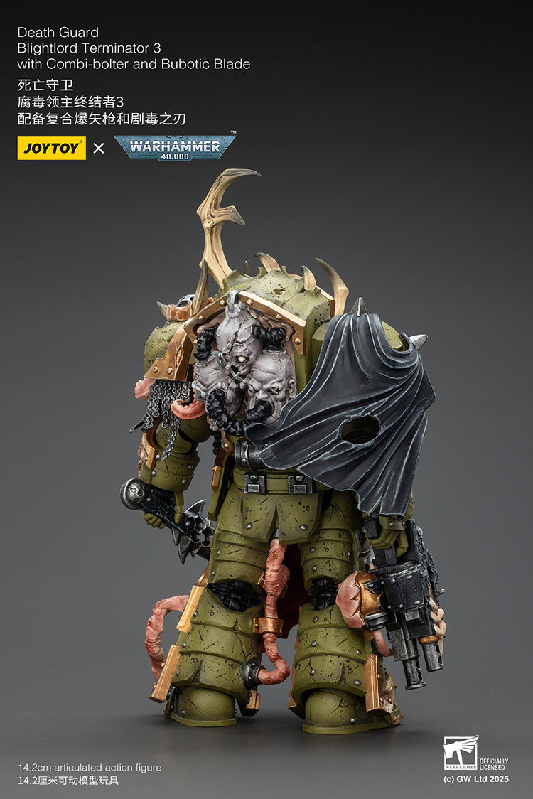 Joytoy 1/18 Warhammer 40k Death Guard Blightlord Terminator 3 with Combi-bolter and Bubotic Blade