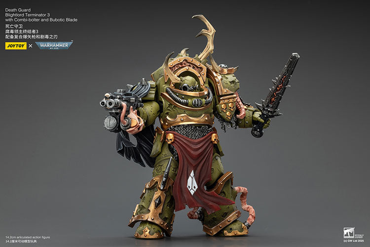 Joytoy 1/18 Warhammer 40k Death Guard Blightlord Terminator 3 with Combi-bolter and Bubotic Blade