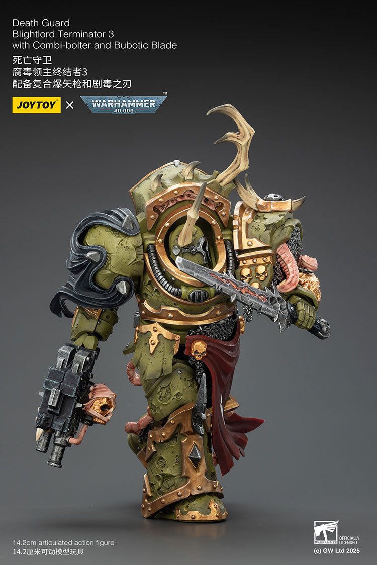 Joytoy 1/18 Warhammer 40k Death Guard Blightlord Terminator 3 with Combi-bolter and Bubotic Blade
