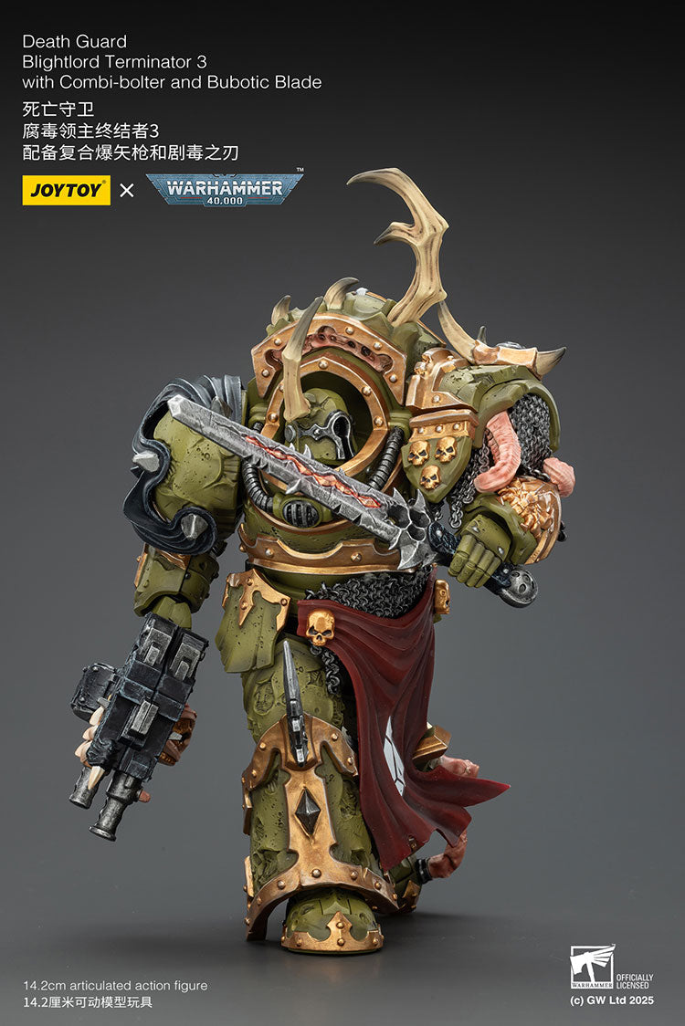 Joytoy 1/18 Warhammer 40k Death Guard Blightlord Terminator 3 with Combi-bolter and Bubotic Blade