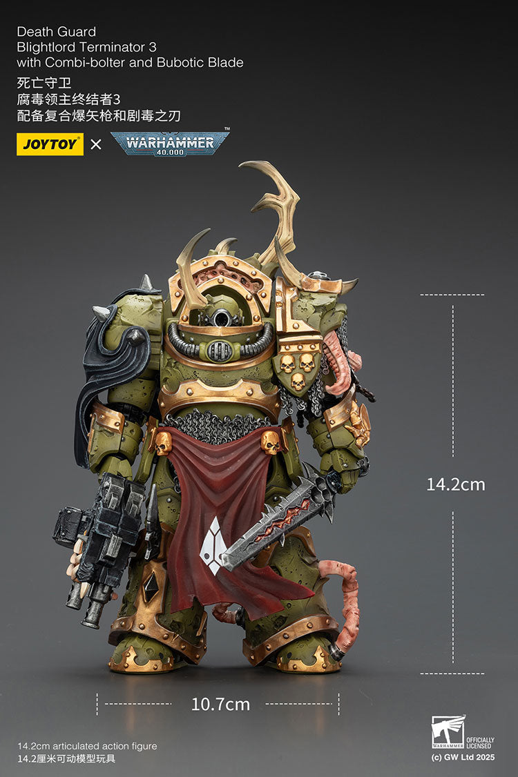 Joytoy 1/18 Warhammer 40k Death Guard Blightlord Terminator 3 with Combi-bolter and Bubotic Blade