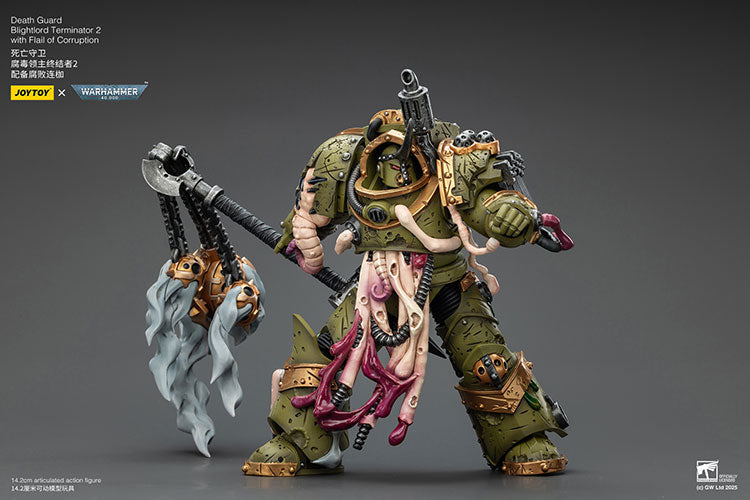 Joytoy 1/18 Warhammer 40k Death Guard Blightlord Terminator 2 with Flail of Corruption